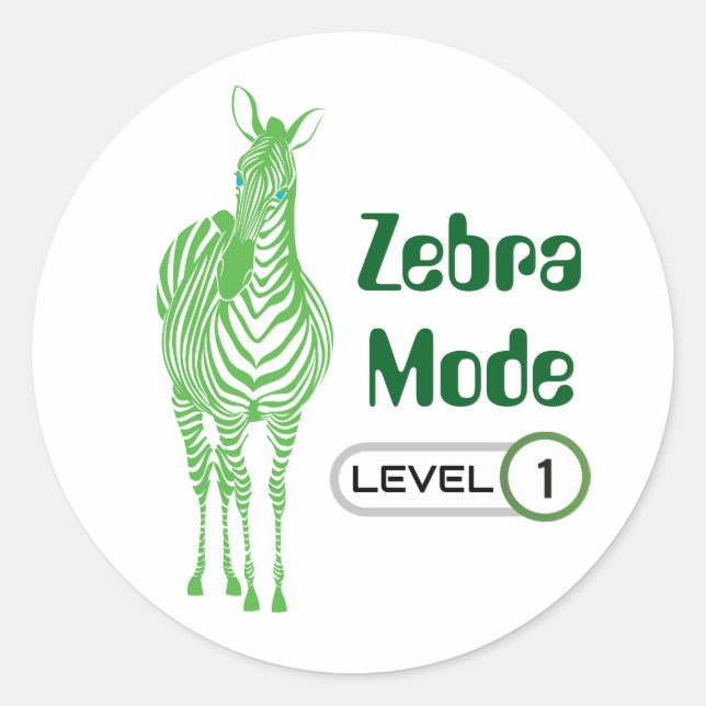 Zebra Mode Level 1, Customizable Sticker (Front)
