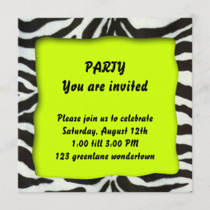 Zebra modern party invitation