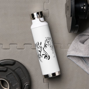 Zebra Monochrome Wildlife Art Personalized Water Bottle