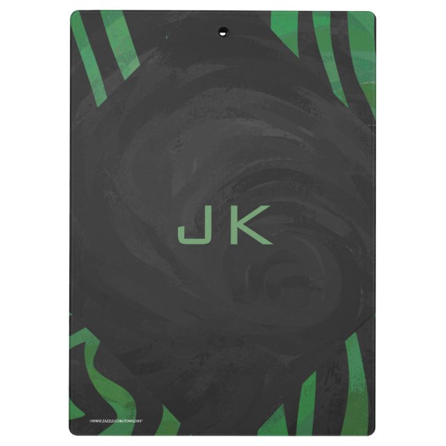 Zebra Monogram Black and Green Print Clipboard (Back)