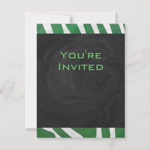 Zebra Monogram Green and White Print Invitation
