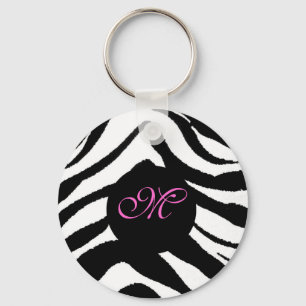 zebra monogram, M key chain