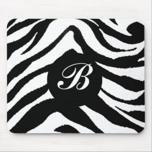 zebra monogram, mouse pad