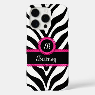 Zebra Monogram Name iPhone 16 Pro Case