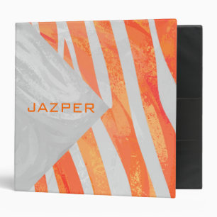 Zebra Monogram Orange and White Binder