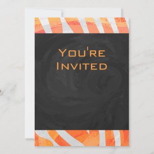 Zebra Monogram Orange and White Invitation