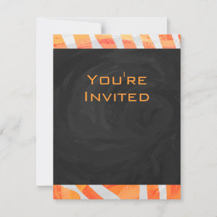 Zebra Monogram Orange and White Invitation