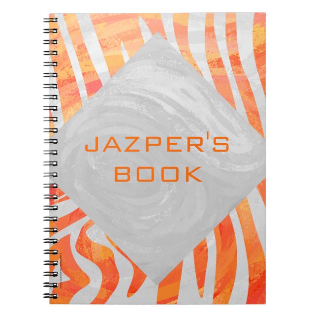 Zebra Monogram Orange and White Notebook (Front)