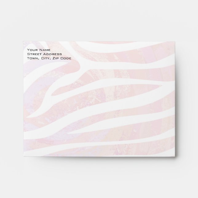 Zebra Monogram Pink and White Envelope (Front)