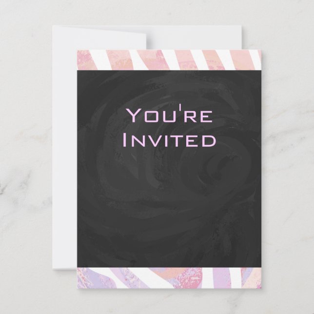 Zebra Monogram Pink and White Invitation (Front)