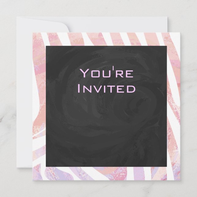 Zebra Monogram Pink and White Invitation (Front)
