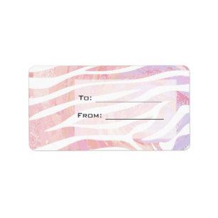 Zebra Monogram Pink and White Label