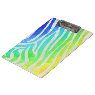 Zebra Monogram Rainbow and White Print Clipboard