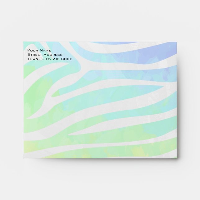 Zebra Monogram Rainbow and White Print Envelope (Front)
