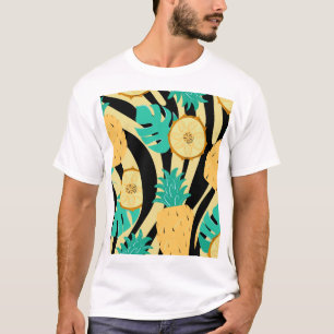 Zebra, monstera, pineapple: summer pattern. T-Shirt