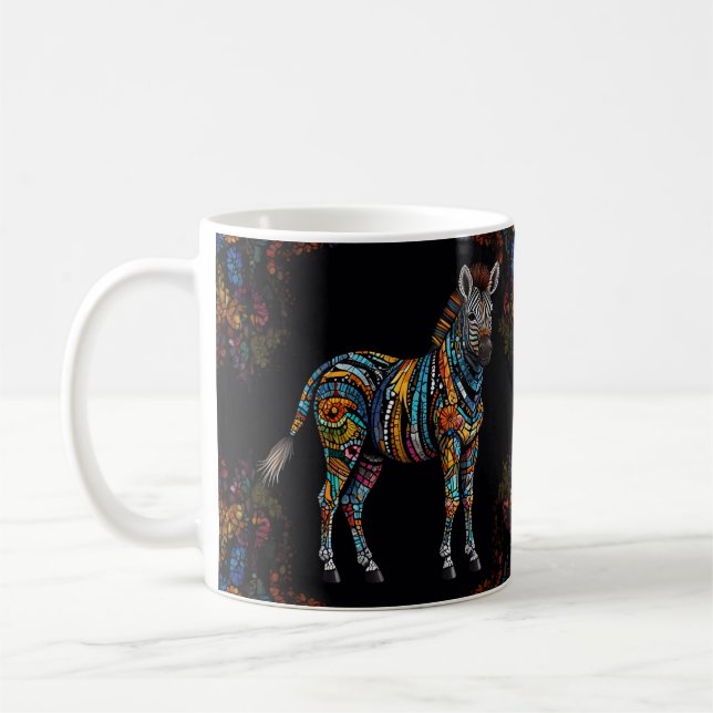 Zebra Mosaic Stained Glass  Coffee Mug (Left)