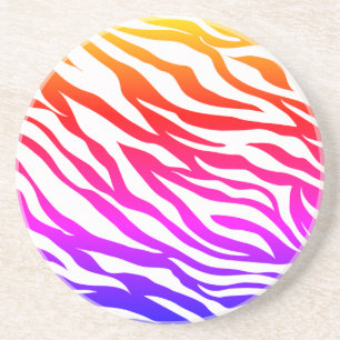 Zebra Multicolored Skin Stripes Pattern-15392 Coaster