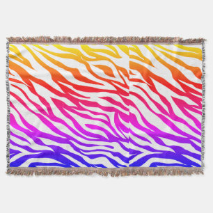 Zebra Multicolored Skin Stripes Pattern-15392 Throw Blanket