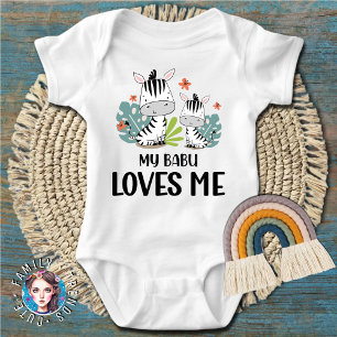 Zebra My Babu Loves Me Baby Bodysuit