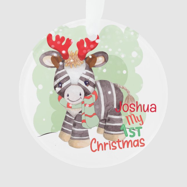 Zebra, My First Christmas Ornament (Front)