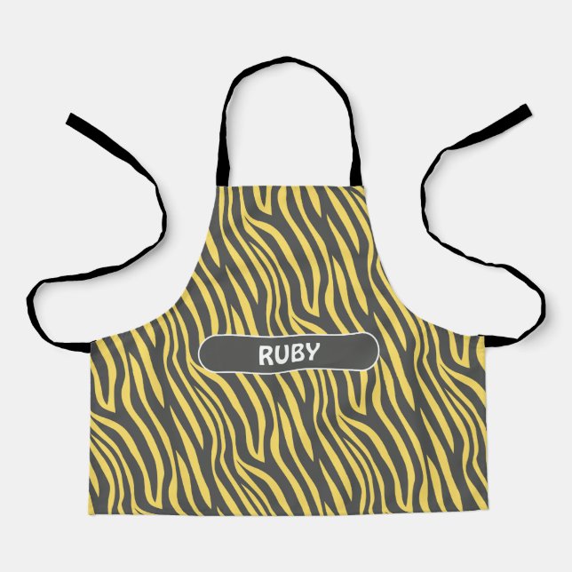 Zebra Navy Yellow Minimal Pattern Apron (Front)
