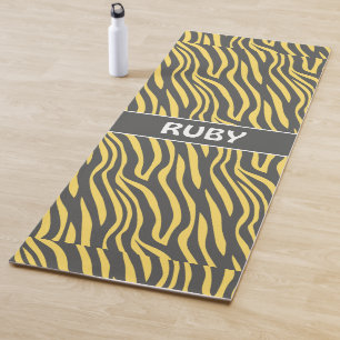 Zebra Navy Yellow Minimal Pattern Yoga Mat