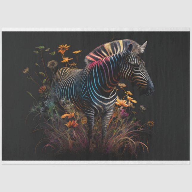 Zebra of Prism of Colours Flowers Decoupage  Tissue Paper (Front)