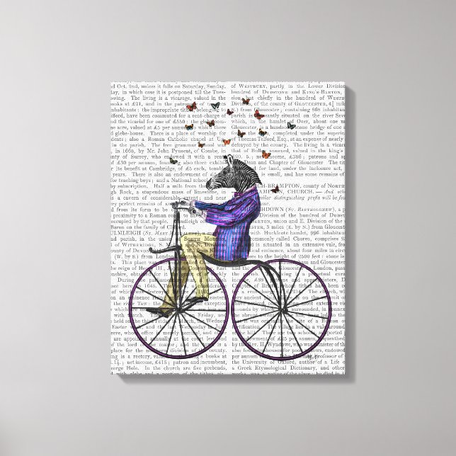 Zebra On Bicycle Canvas Print (Front)