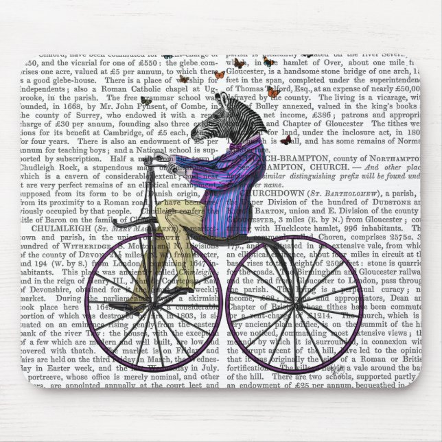 Zebra On Bicycle Mouse Pad (Front)