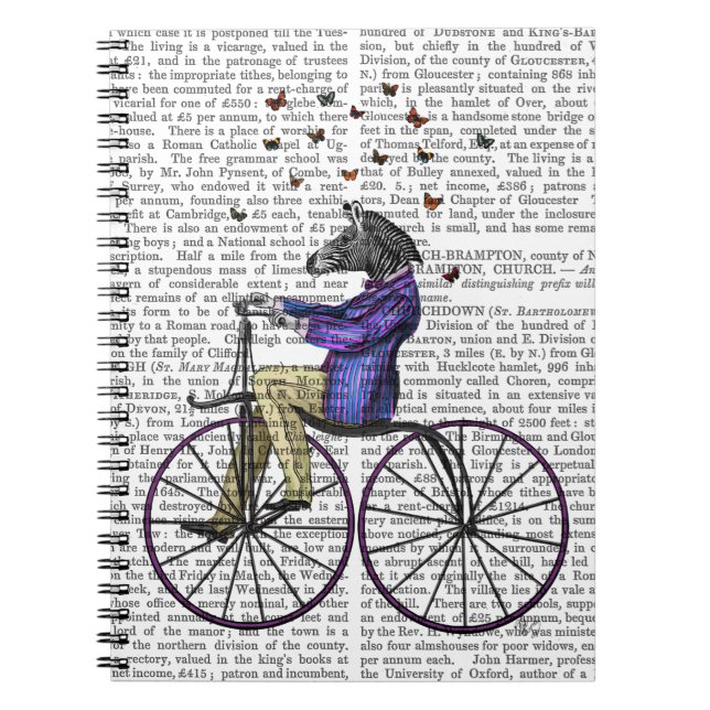 Zebra On Bicycle Notebook (Front)