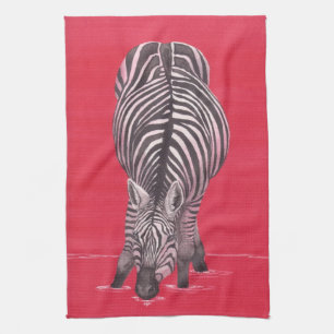 Zebra On Red Kitchen Towel