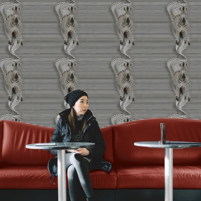 Zebra Optical Illusion, Black & White Peel & Stick Wallpaper (Creator Uploaded)