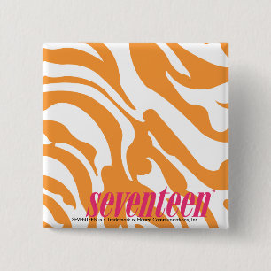 Zebra Orange 2 Inch Square Button