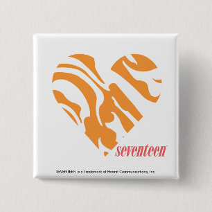 Zebra Orange 2 Inch Square Button