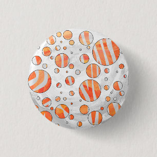 Zebra Orange and White Polka Dot 1 Inch Round Button