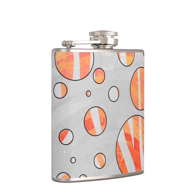 Zebra Orange and White Polka Dot Hip Flask (Right)