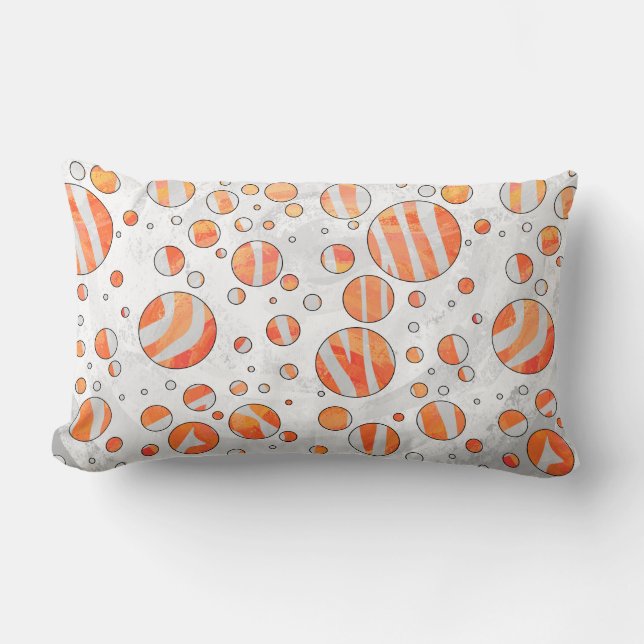 Zebra Orange and White Polka Dot Lumbar Pillow (Front)