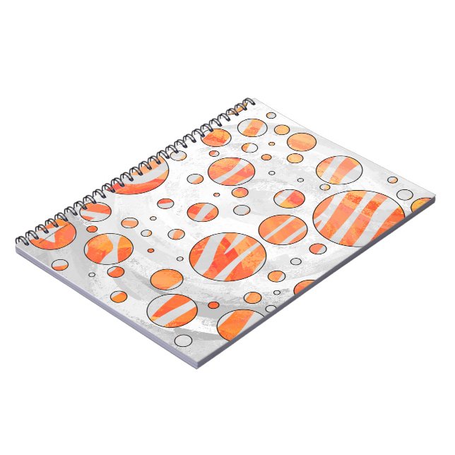 Zebra Orange and White Polka Dot Notebook (Left Side)