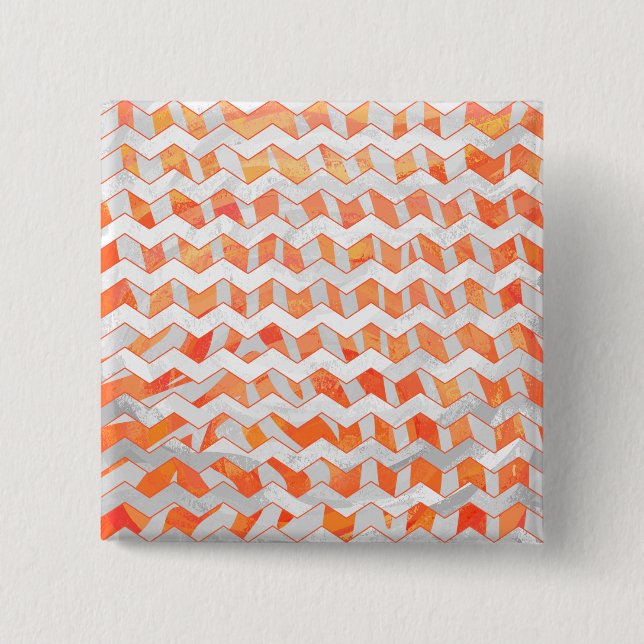 Zebra Orange and White Print 2 Inch Square Button (Front)