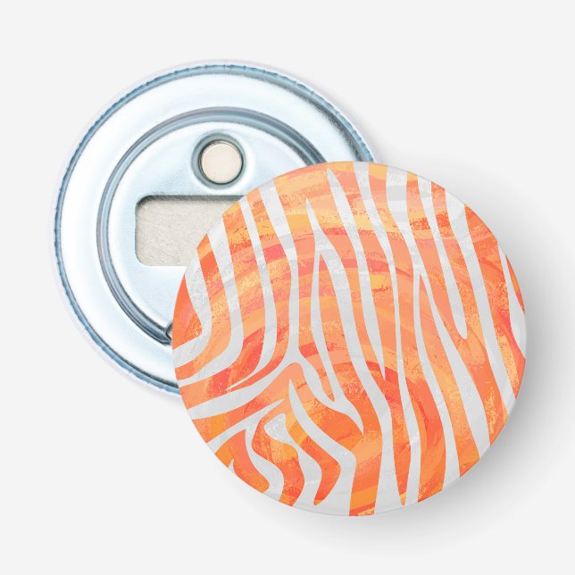 Zebra Orange and White Print Bottle Opener (Front)