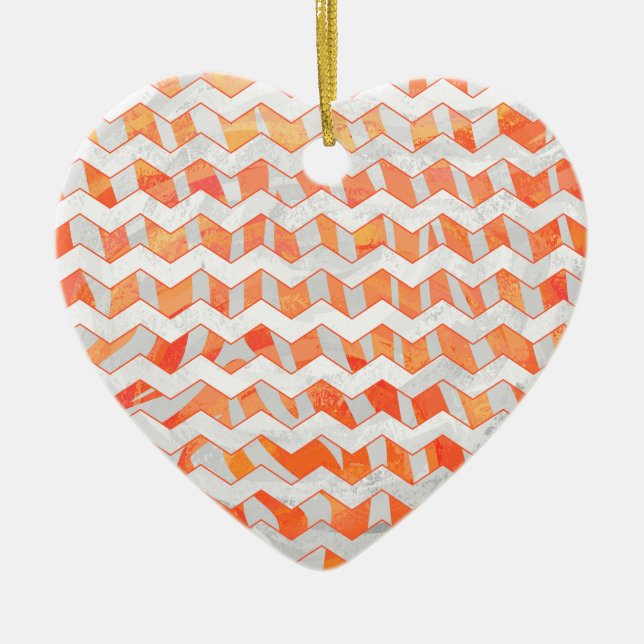 Zebra Orange and White Print Ceramic Ornament (Front)