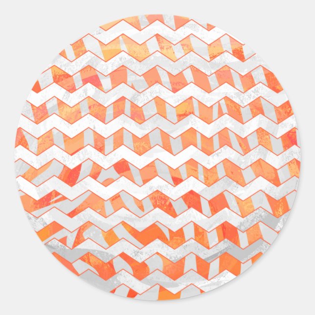 Zebra Orange and White Print Classic Round Sticker (Front)