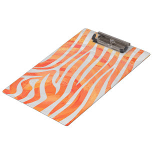 Zebra Orange and White Print Clipboard