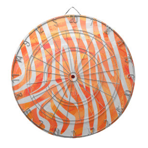 Zebra Orange and White Print Dartboard