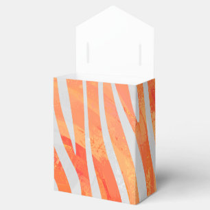 Zebra Orange and White Print Favor Box