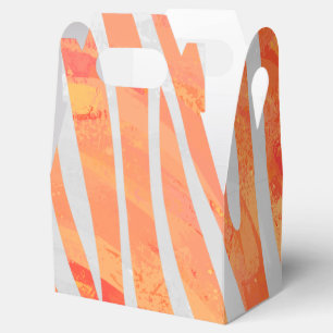 Zebra Orange and White Print Favor Box