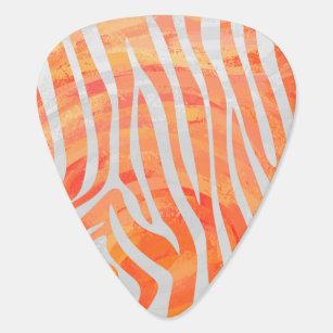 Zebra Orange and White Print Guitar Pick