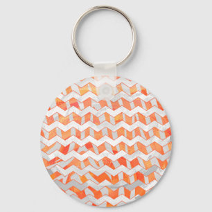 Zebra Orange and White Print Keychain