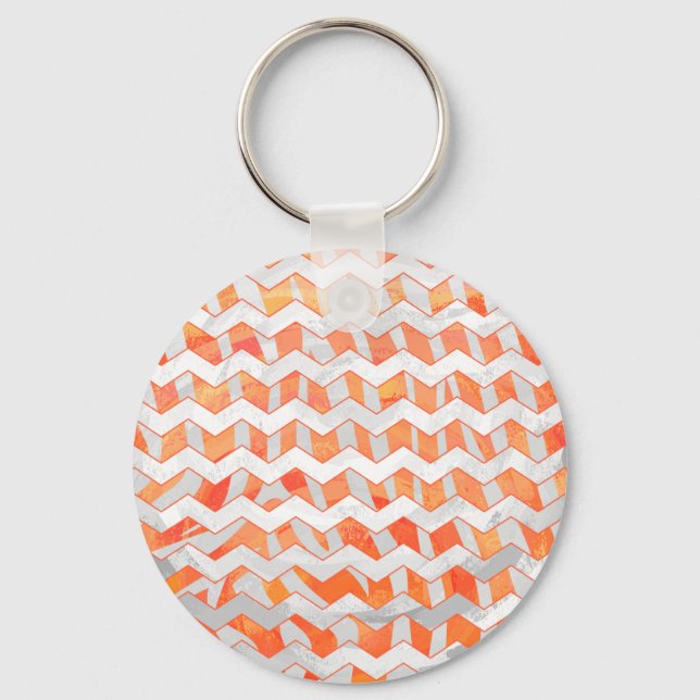 Zebra Orange and White Print Keychain (Front)