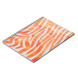 Zebra Orange and White Print Notebook